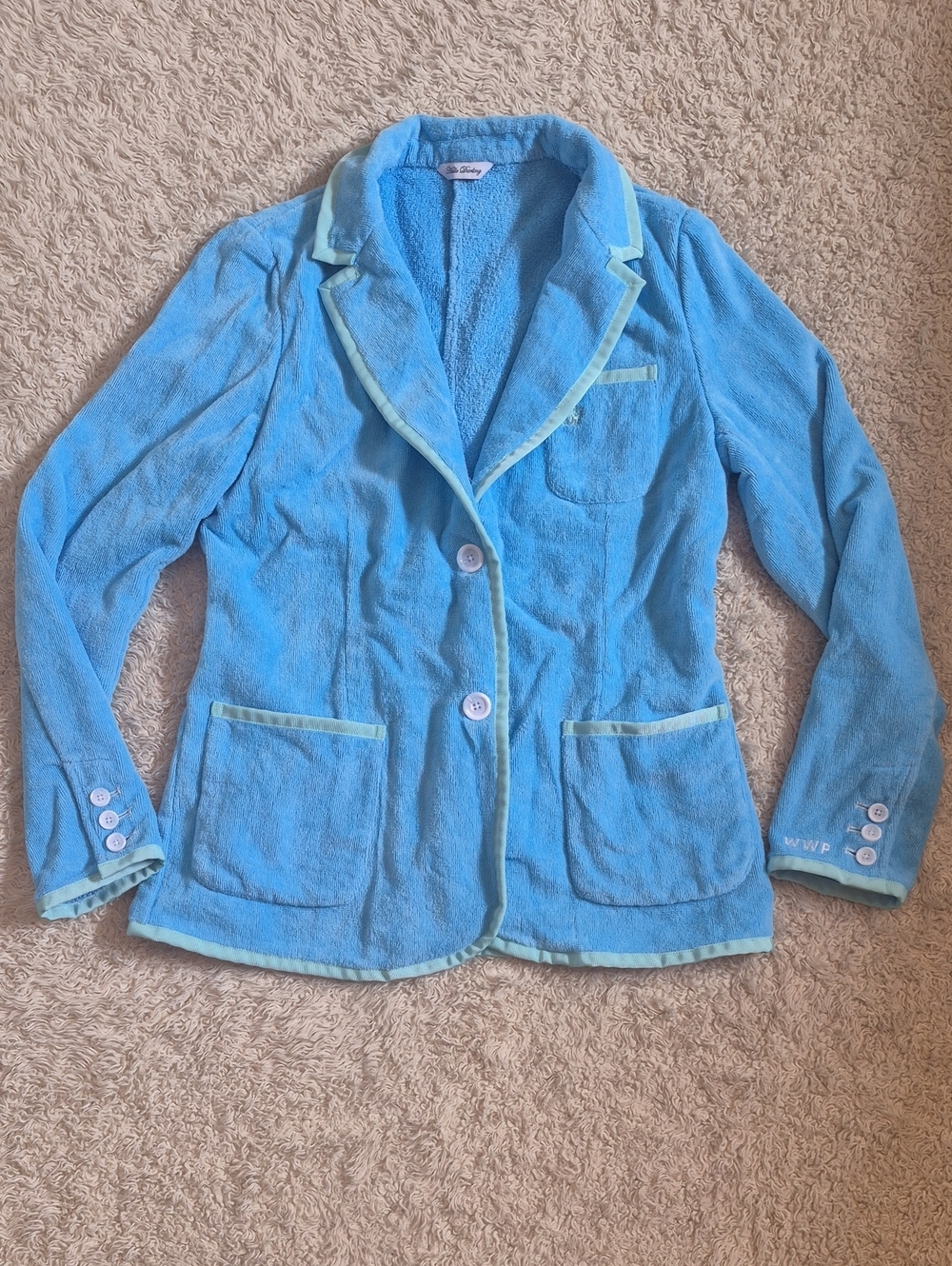 BASK Poolside Turkish Cotton Toweling Blazer 8 Pastel Terrycloth Preppy Jacket M